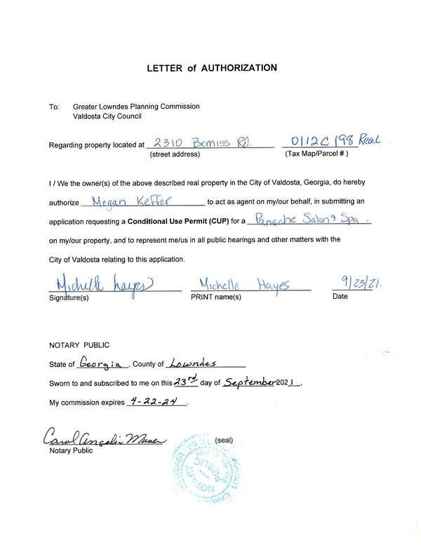 LETTER of AUTHORIZATION