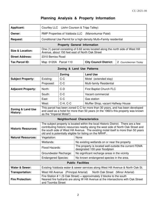 Planning Analysis & Property Information