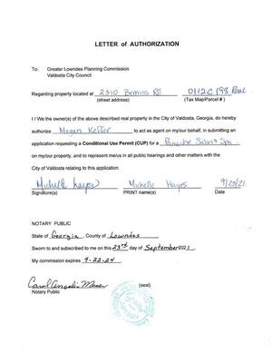 [LETTER of AUTHORIZATION]