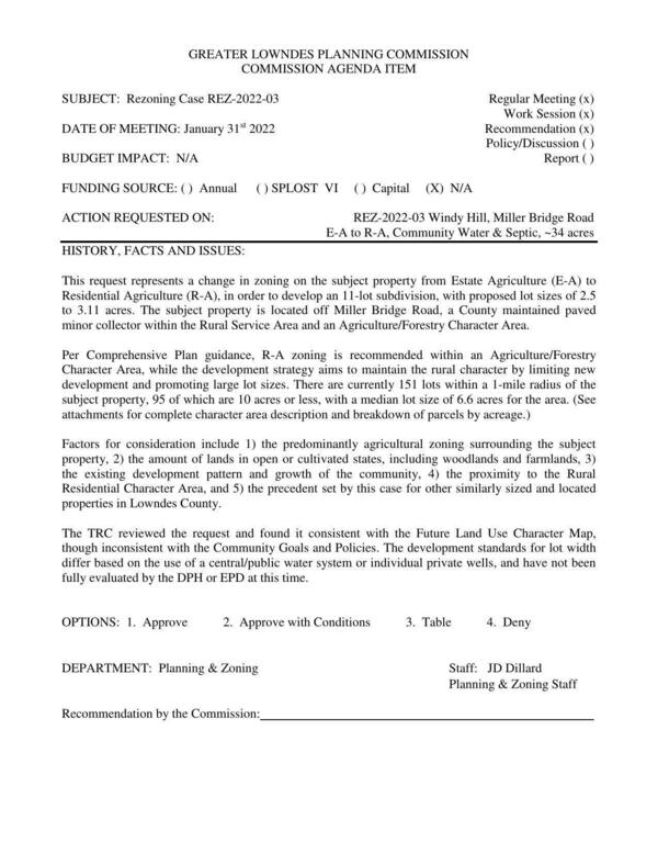 to develop an 11-lot subdivision, with proposed lot sizes of 2.5 to 3.11 acres.