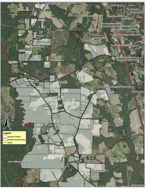 [Map: Opposition to Miller Bridge Road Rezoning]