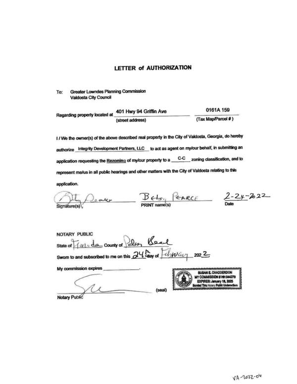 LETTER of AUTHORIZATION 0161A 159