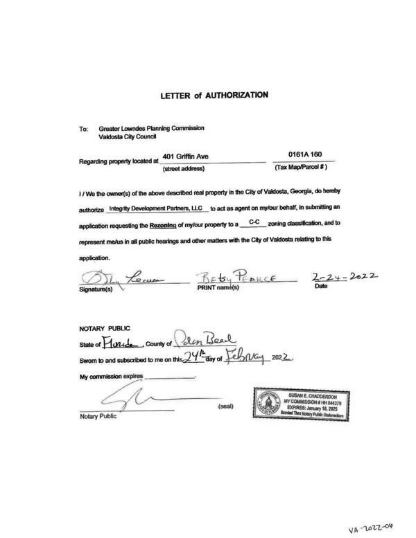 LETTER of AUTHORIZATION 0161A 160