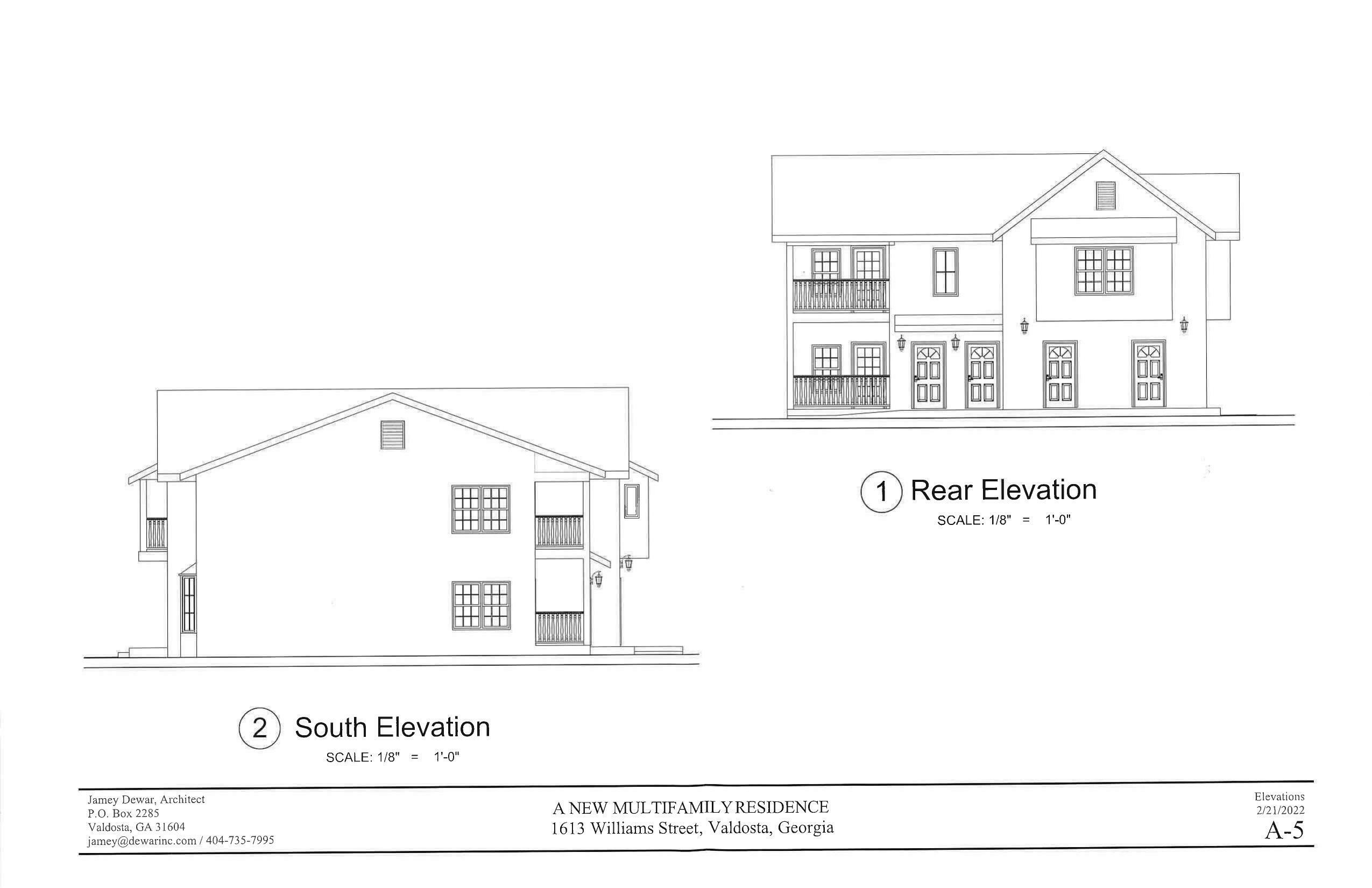 South Elevation, Rear Elevation