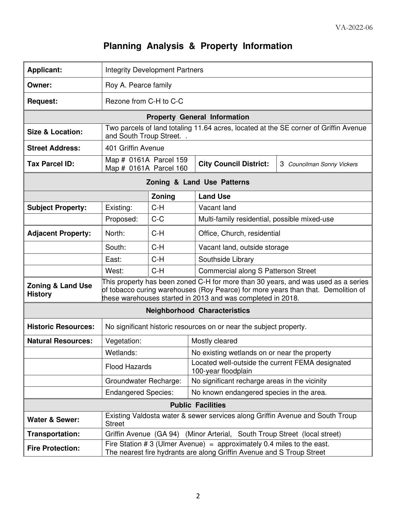 Applicant: Integrity Development Partners is requesting to Rezone 11.64 acres from C-H to C-C.