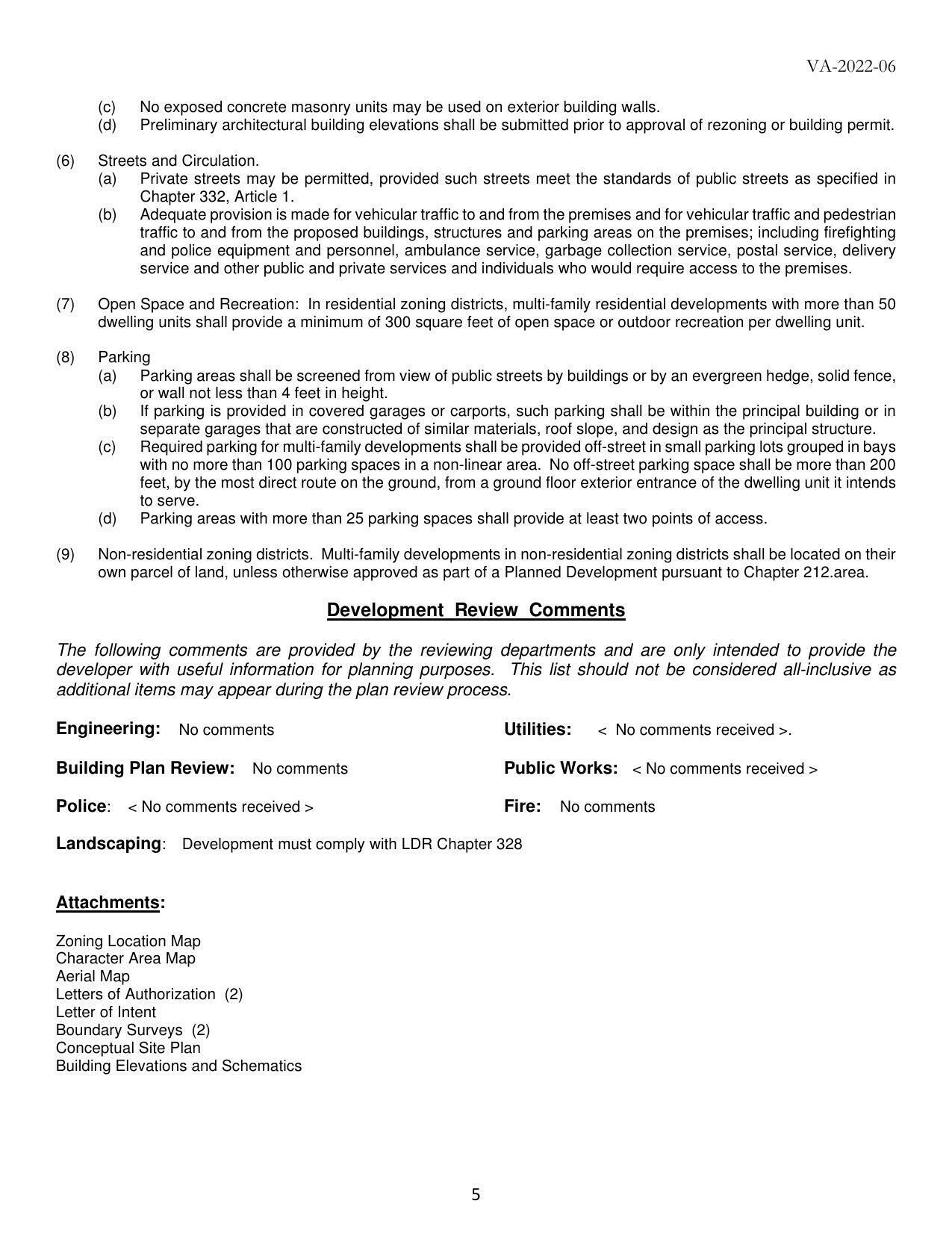 Development Review Comments