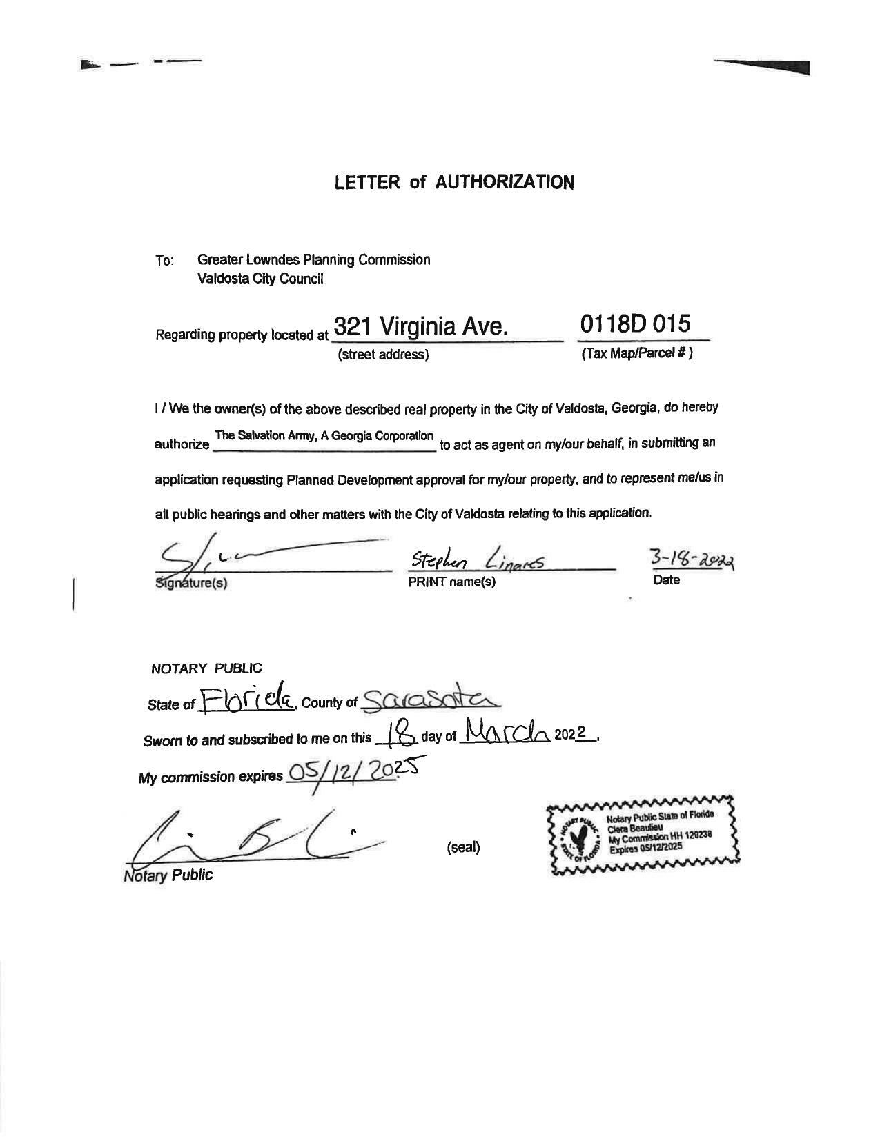 LETTER of AUTHORIZATION