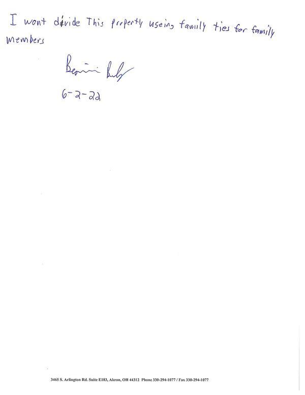 Handwritten request from Benjamin Beasley