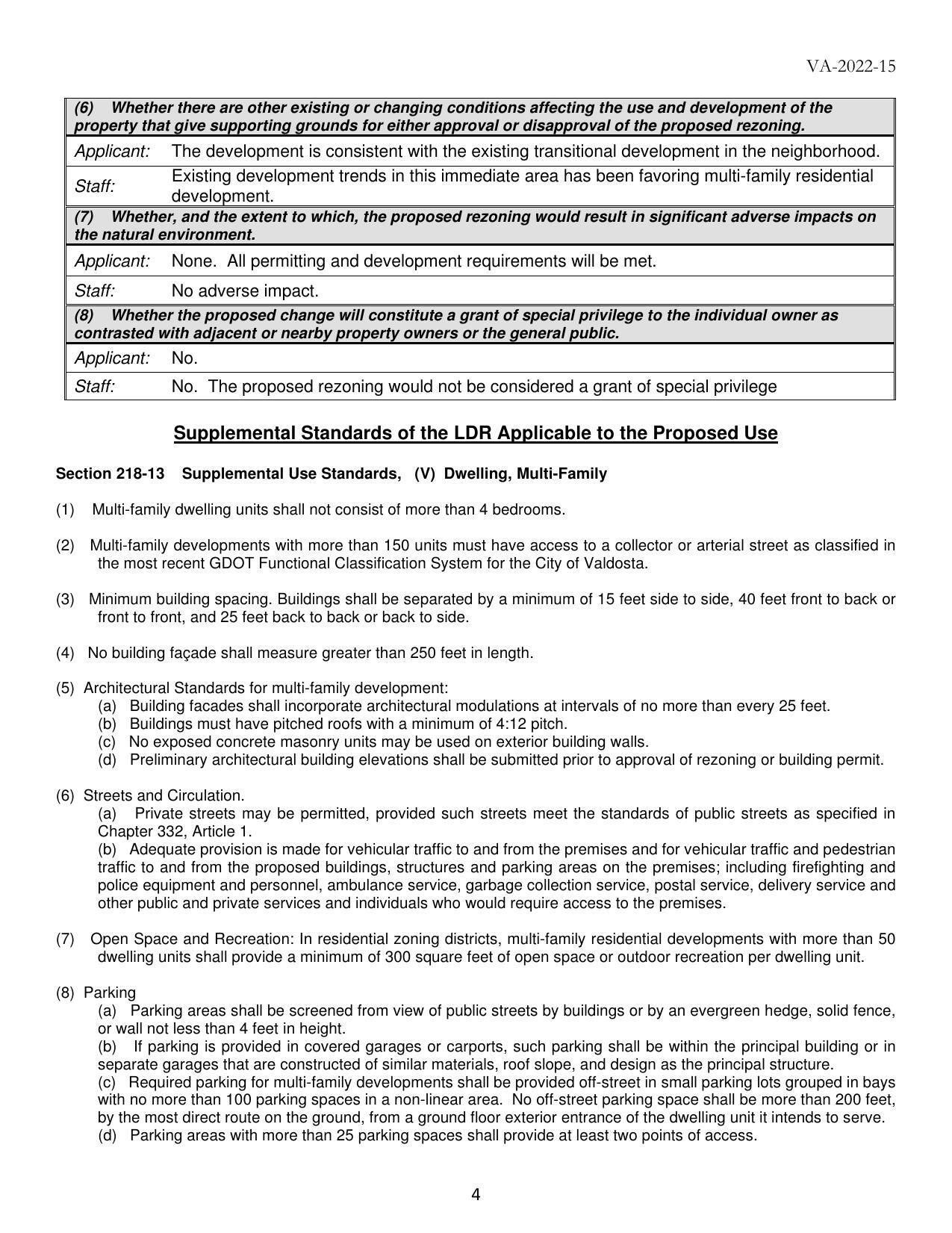 Applicant: The development is consistent with the existing transitional development in the neighborhood.