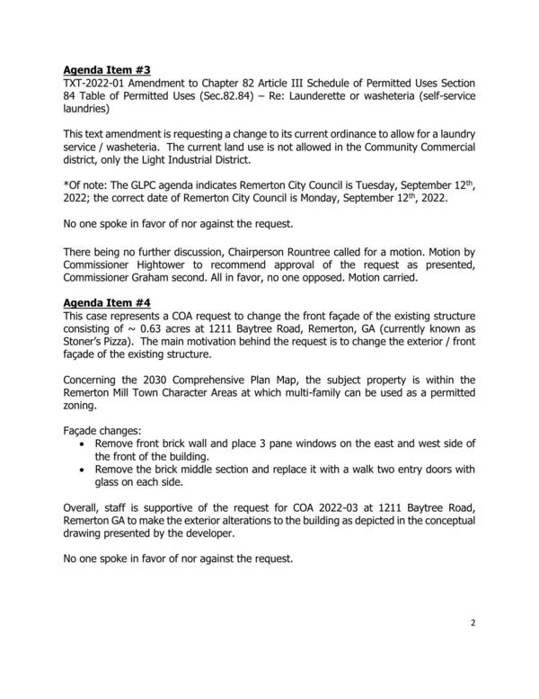 TXT-2022-01 Amendment to Chapter 82 Article III Schedule of Permitted Uses Section