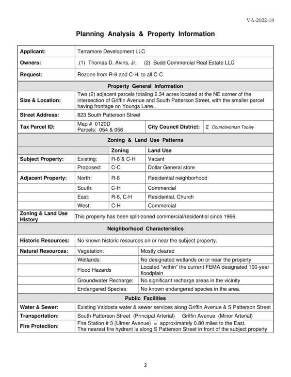 Planning Analysis & Property Information