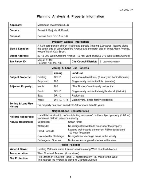 Planning Analysis & Property Information