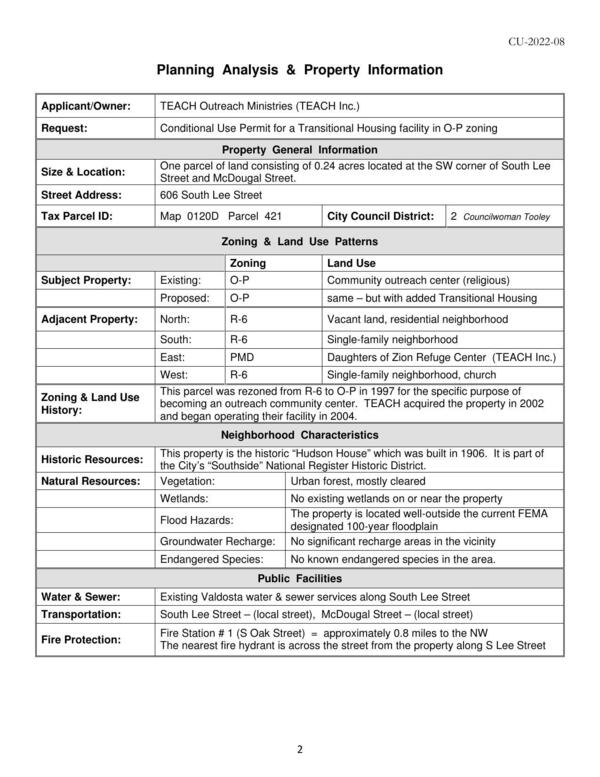 Planning Analysis & Property Information