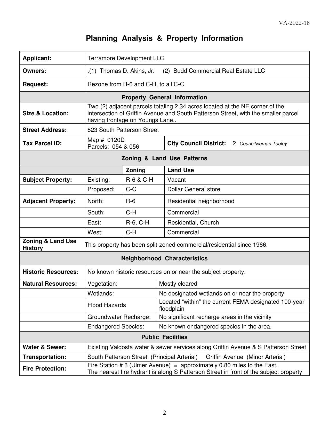 Planning Analysis & Property Information