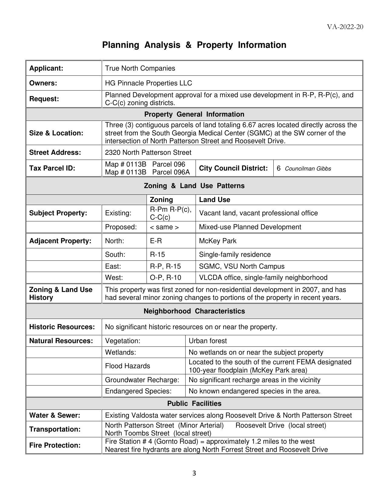 Planning Analysis & Property Information