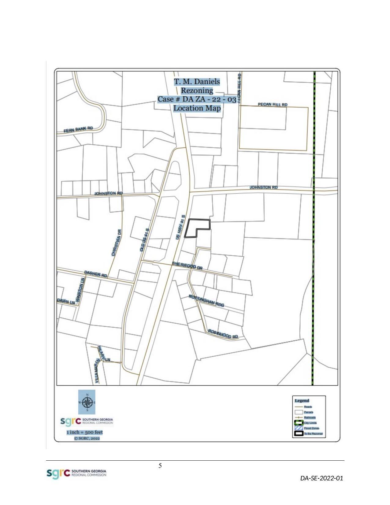 Rezoning Loczation Map DA-ZA-22-03 T.M. Daniels