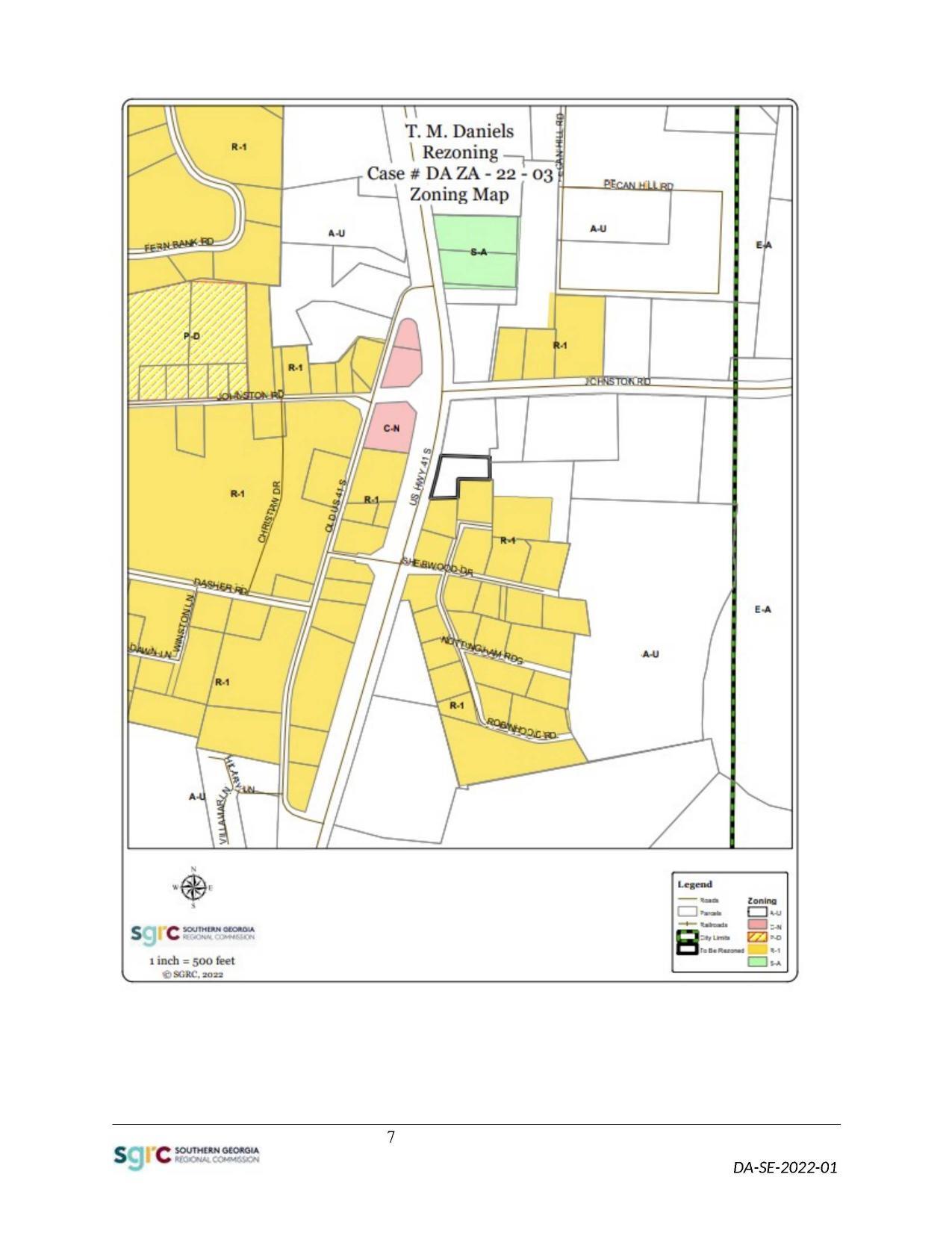 Current Zoning Map DA-ZA-22-01 T.M. Daniels