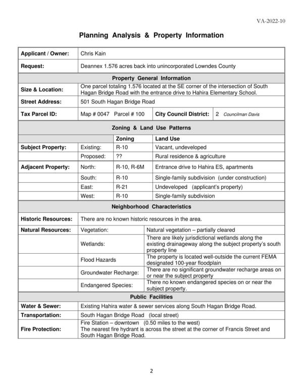 Planning Analysis & Property Information