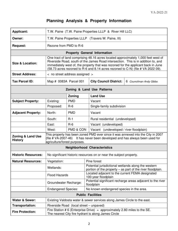 Planning Analysis & Property Information