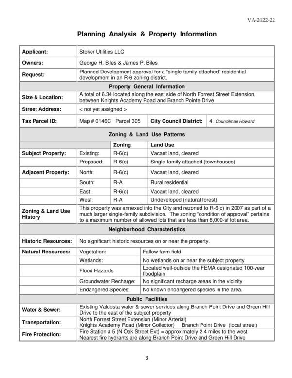 Planning Analysis & Property Information