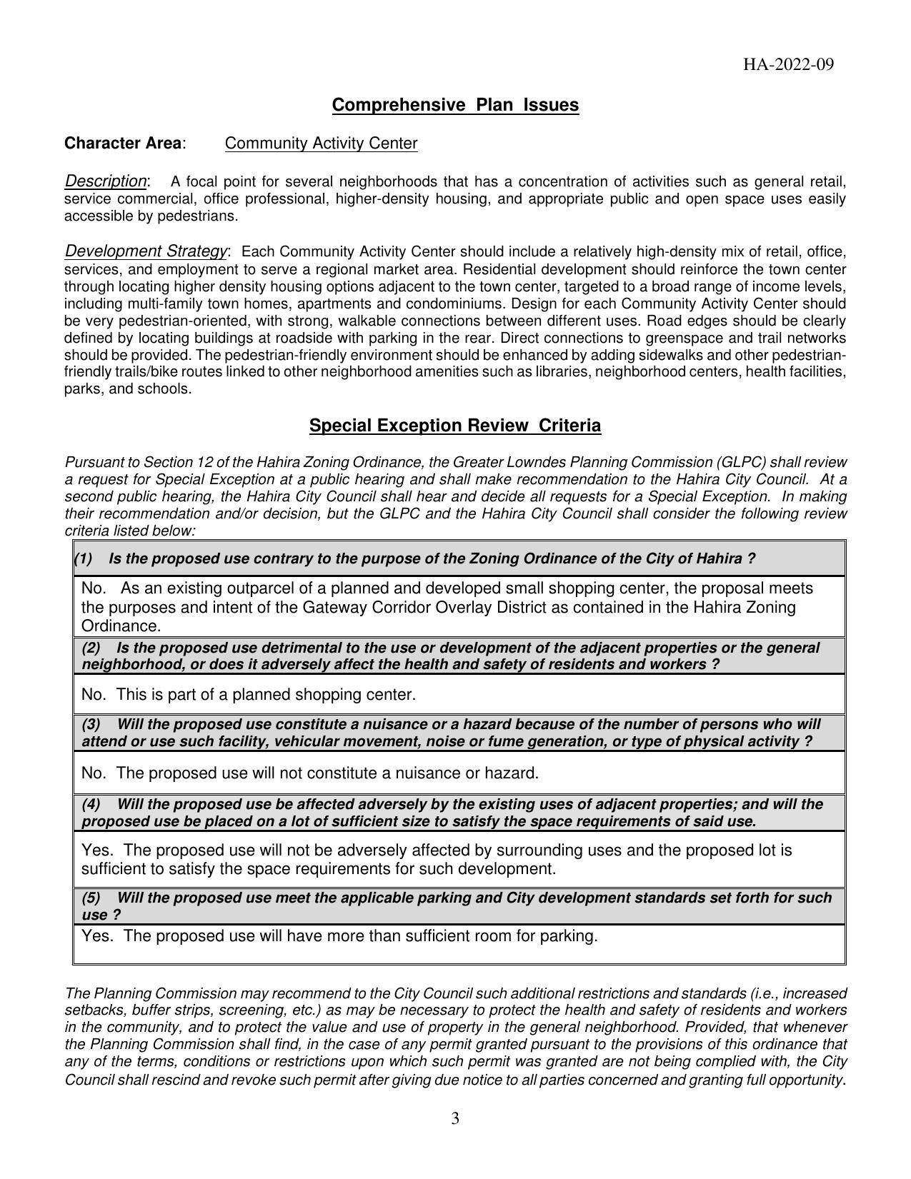 (3) Will the proposed use constitute a nuisance or a hazard because of the number of persons who will