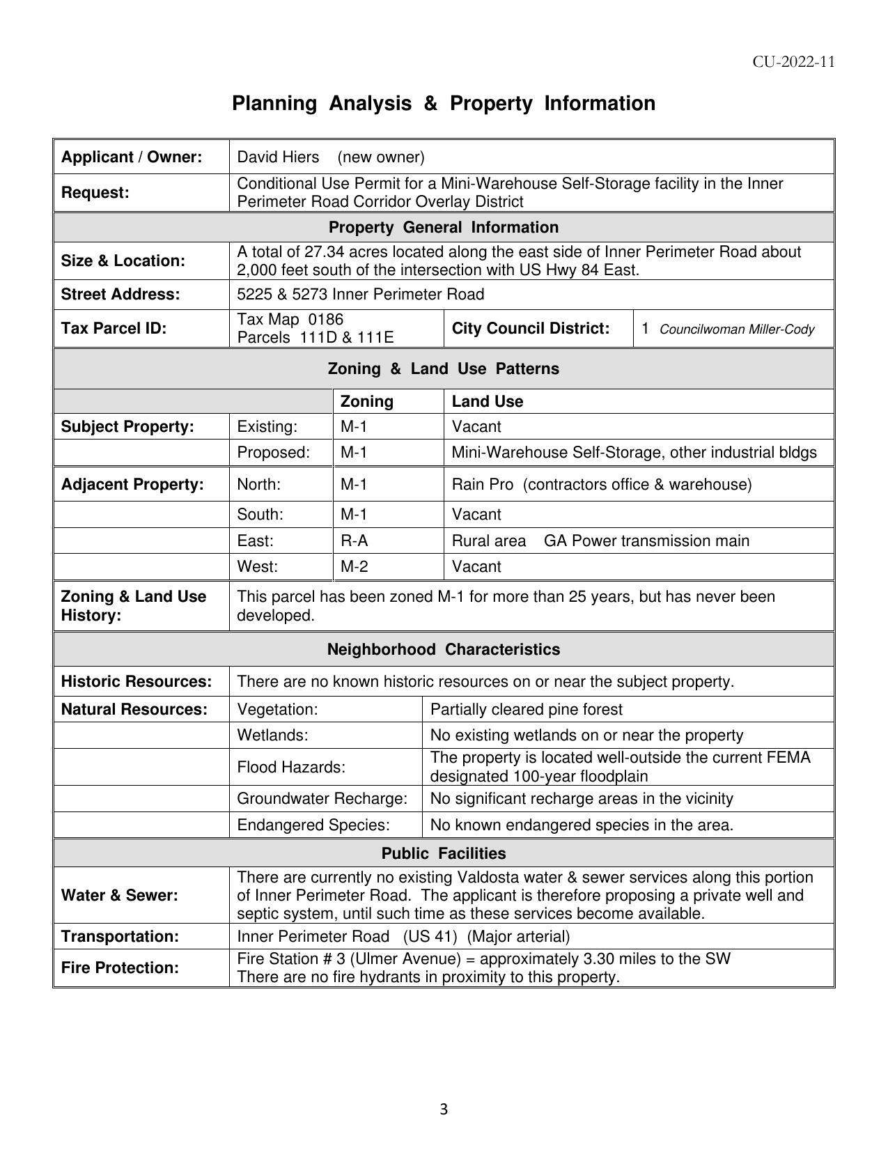 Planning Analysis & Property Information