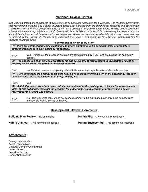 Variance Review Criteria