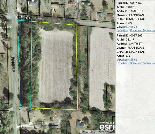 [0087 163 & 0087 165, ~8 acres, Current Zoning: R-1 (Low Density Residential) Proposed Zoning: P-D (Planned Development) --Lowndes County Tax Assessors]