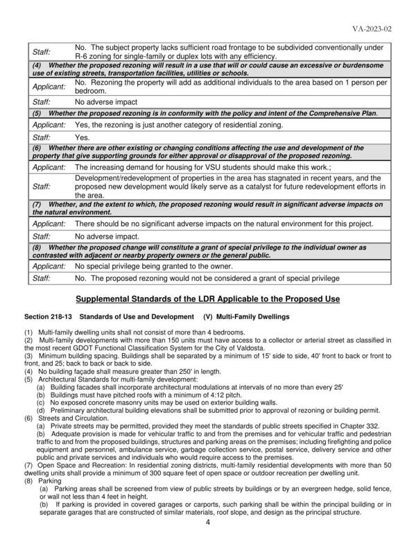 Supplemental Standards of the LDR Applicable to the Proposed Use