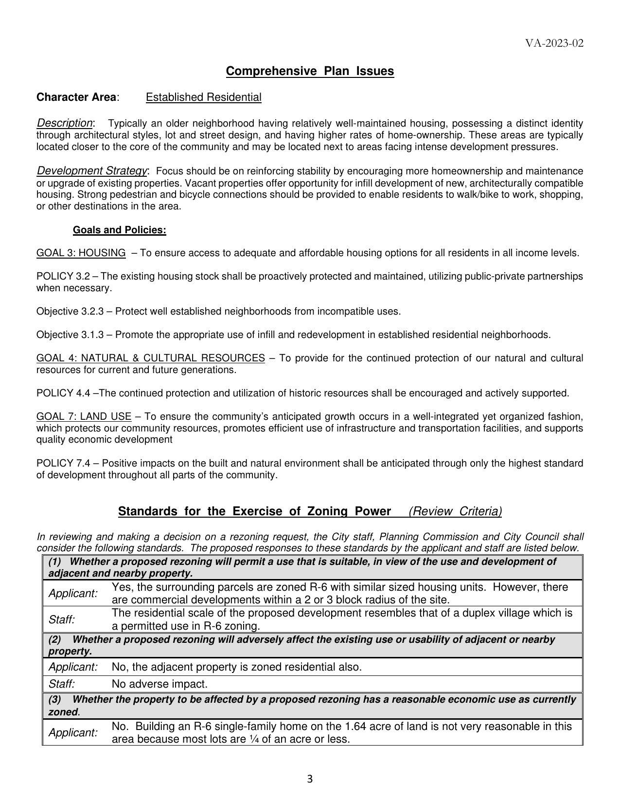 Comprehensive Plan Issues