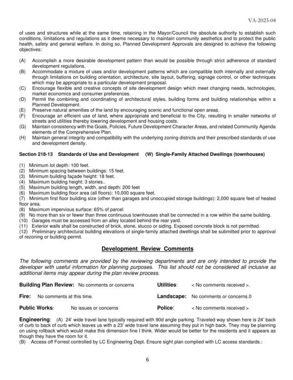 Supplemental Regulations in the LDR Applicable to the Proposal, Development Review Comments