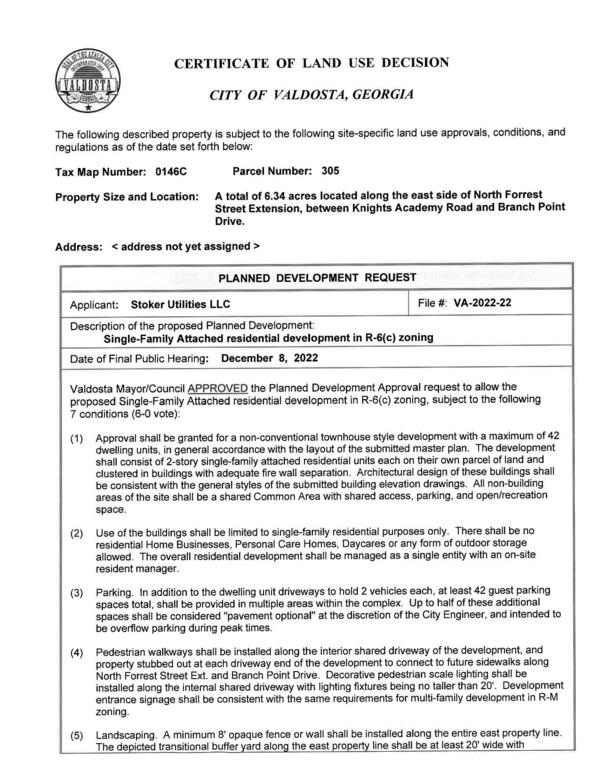 Certificate of Land Use Decision