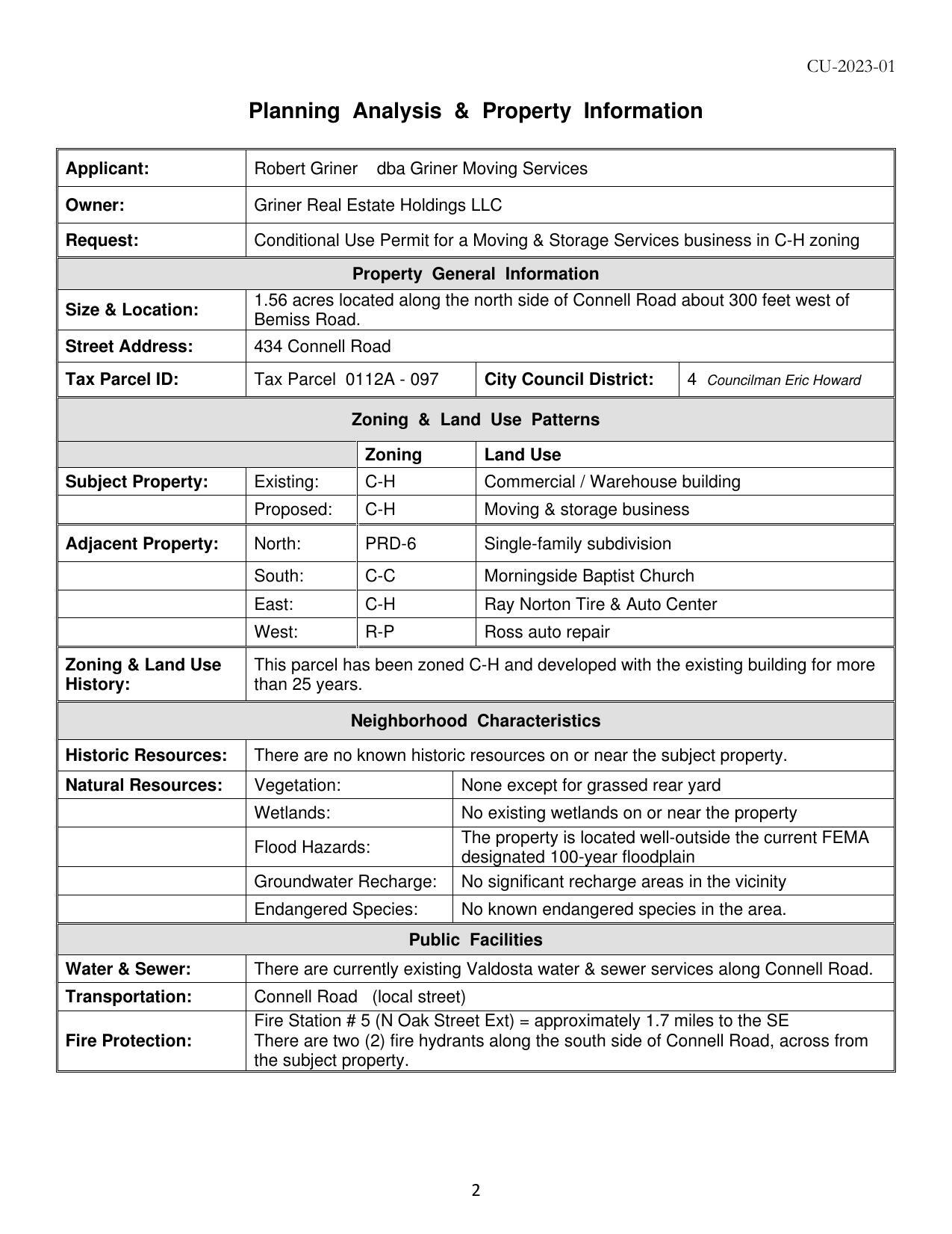 Planning Analysis & Property Information