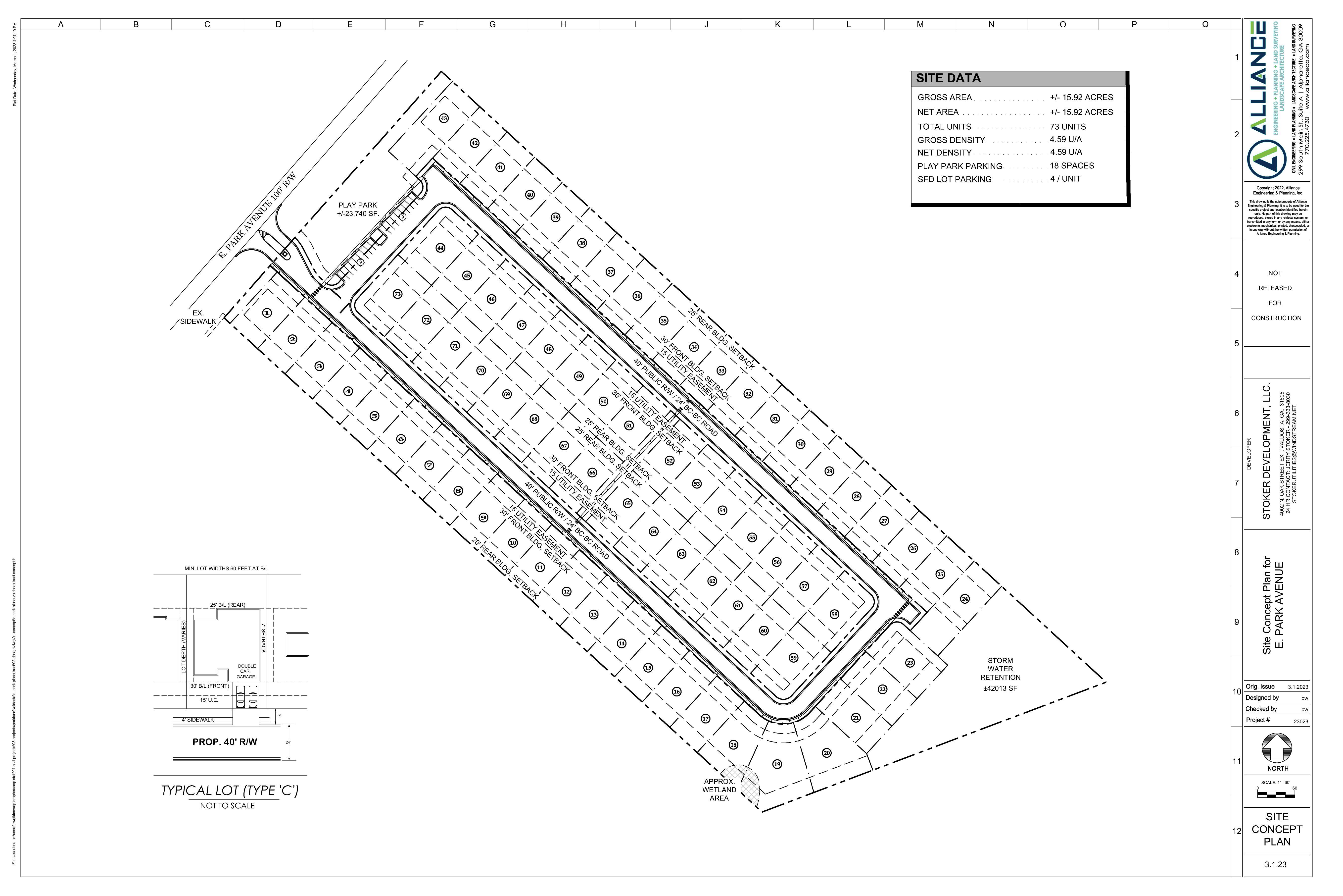 Concept plan with typical lot