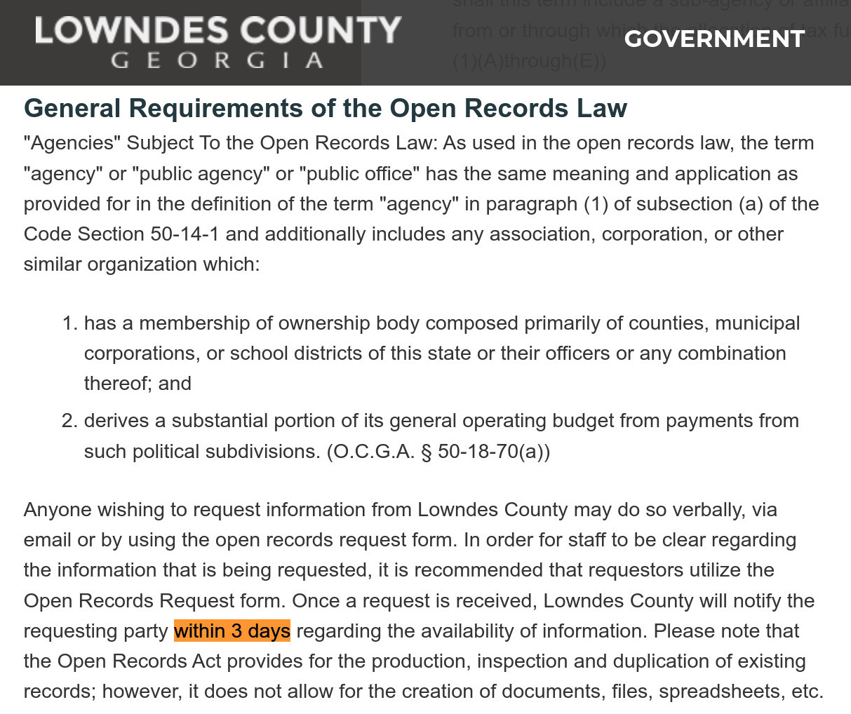 Open Records Law --lowndescounty.com