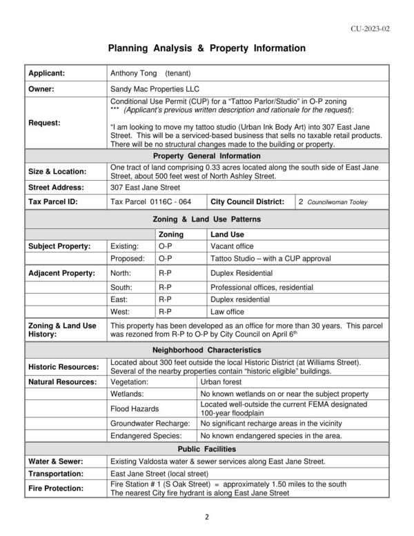 Planning Analysis & Property Information