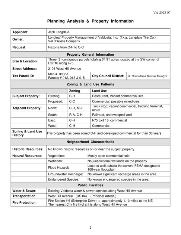 Planning Analysis & Property Information