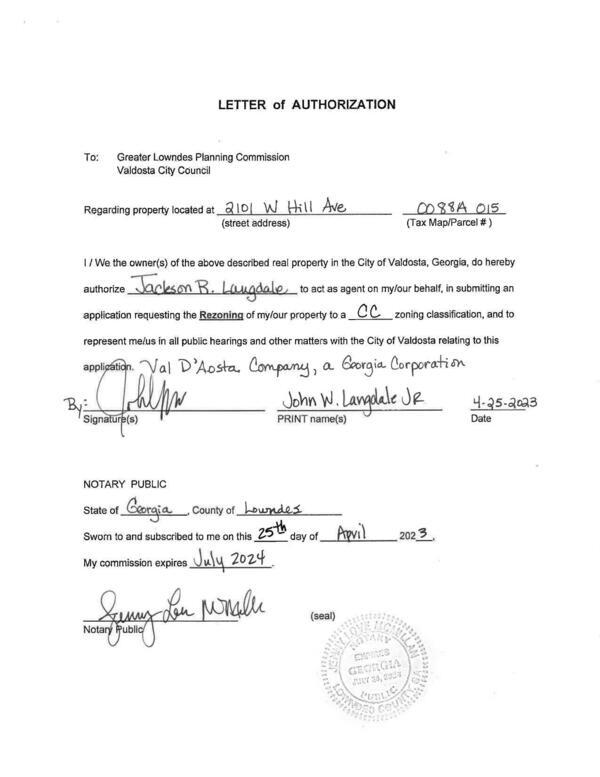 LETTER of AUTHORIZATION by Val D'Aosta Company