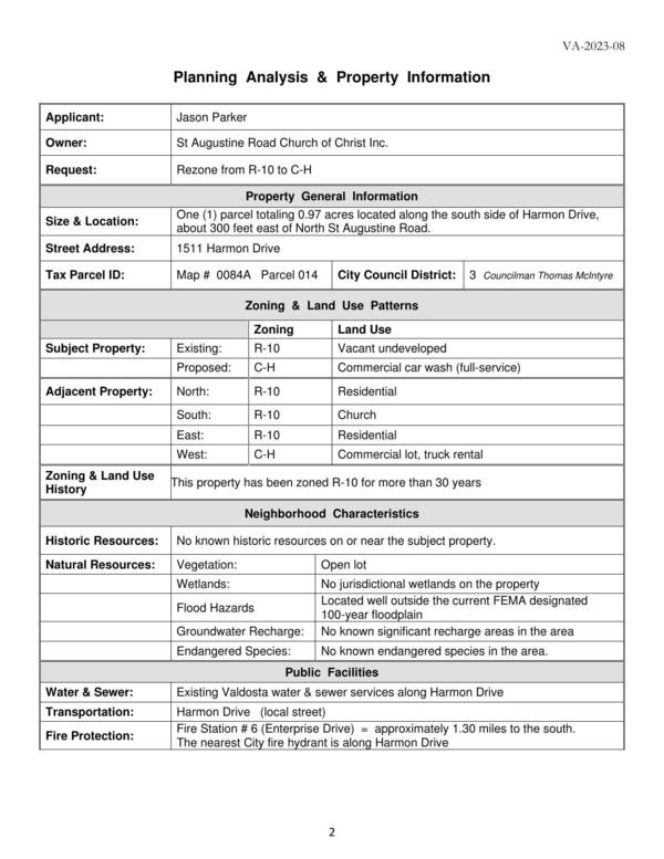 Planning Analysis & Property Information