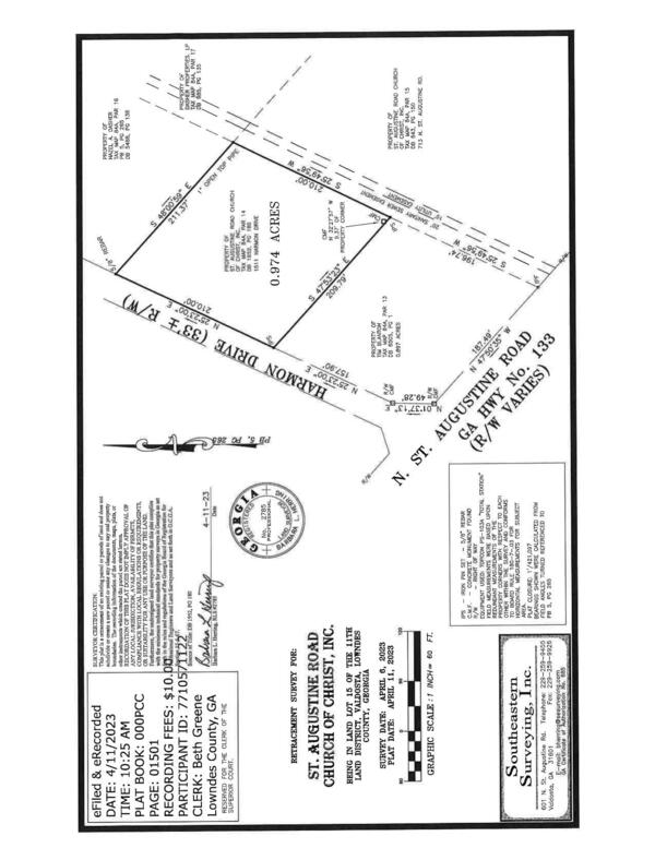 Retracement Survey for St. Augustine Road Church of Christ, Inc.