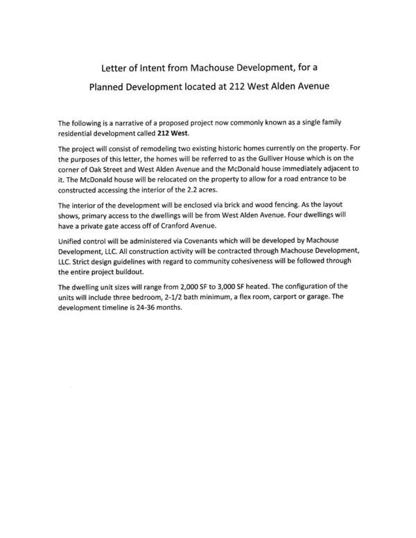 Letter of Intent from Machouse Development