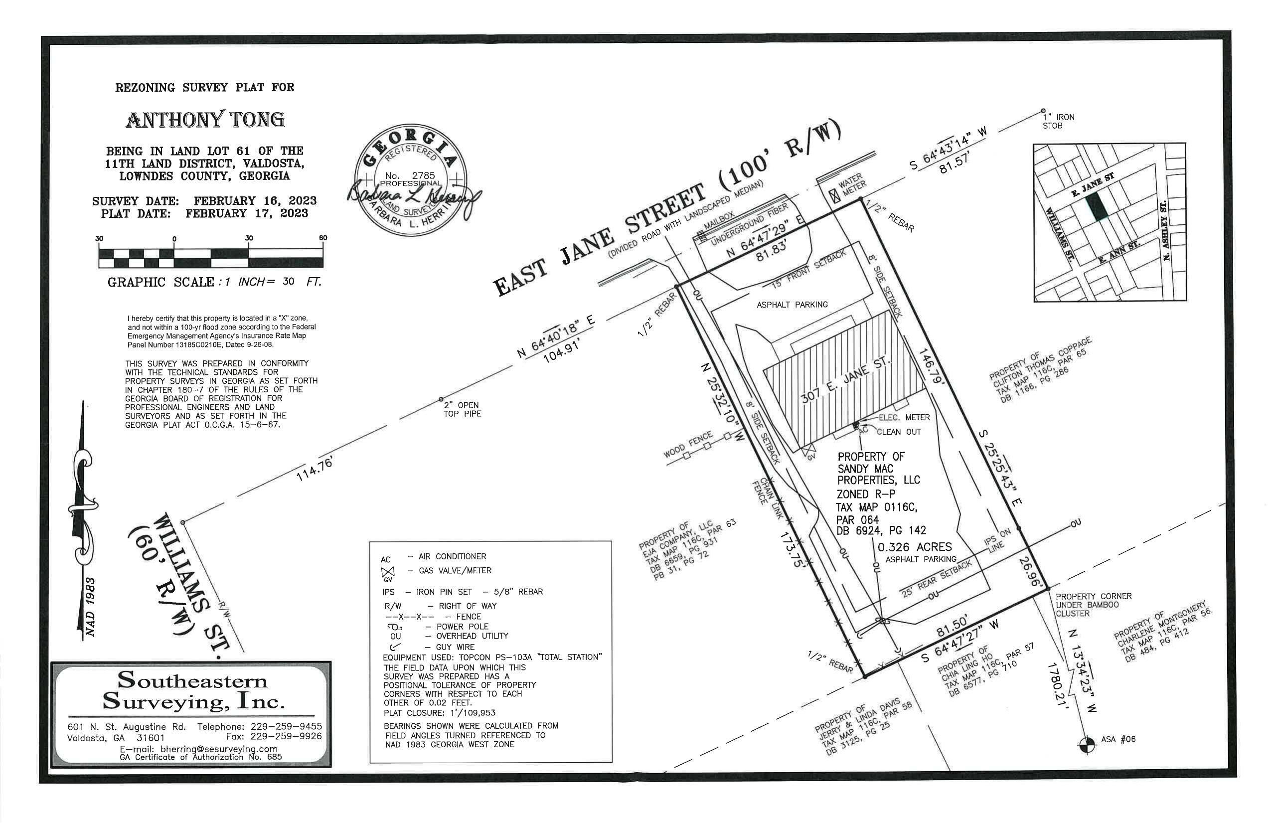 REZONING SURVEY PLAT FOR Anthony Tong
