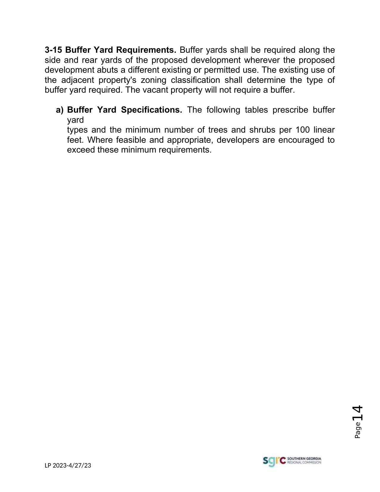 3-15 Buffer Yard Requirements