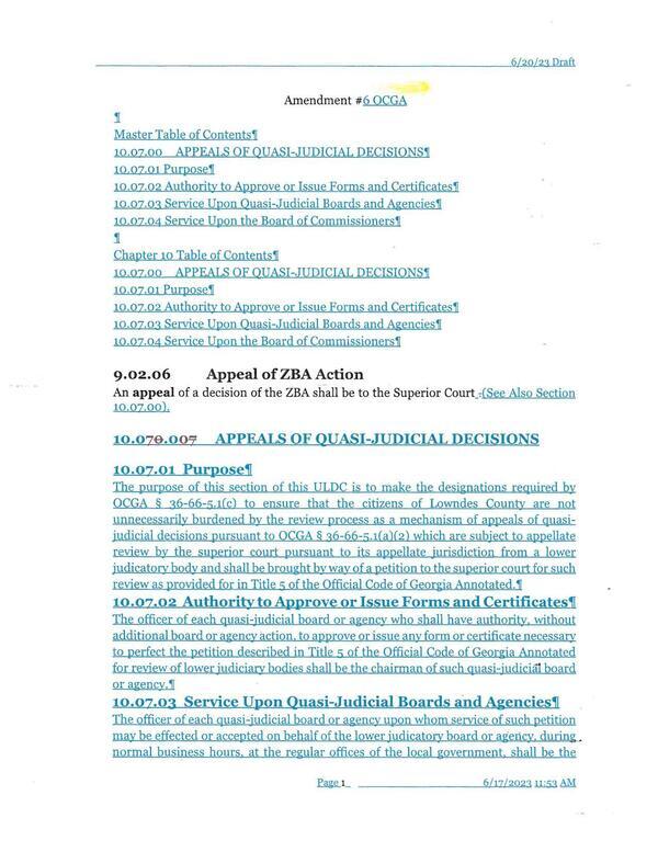 Amendment #6 OCGA (changes)