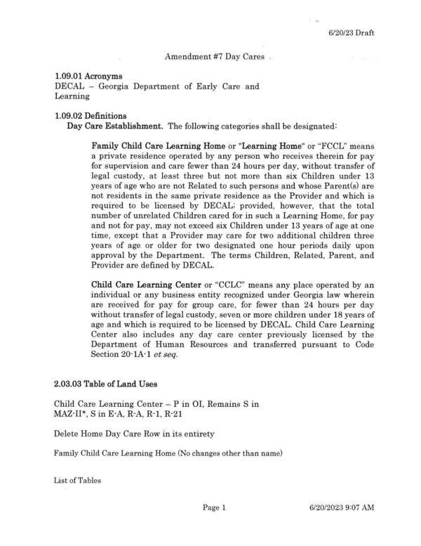 Amendment #7 Day Cares (plain)