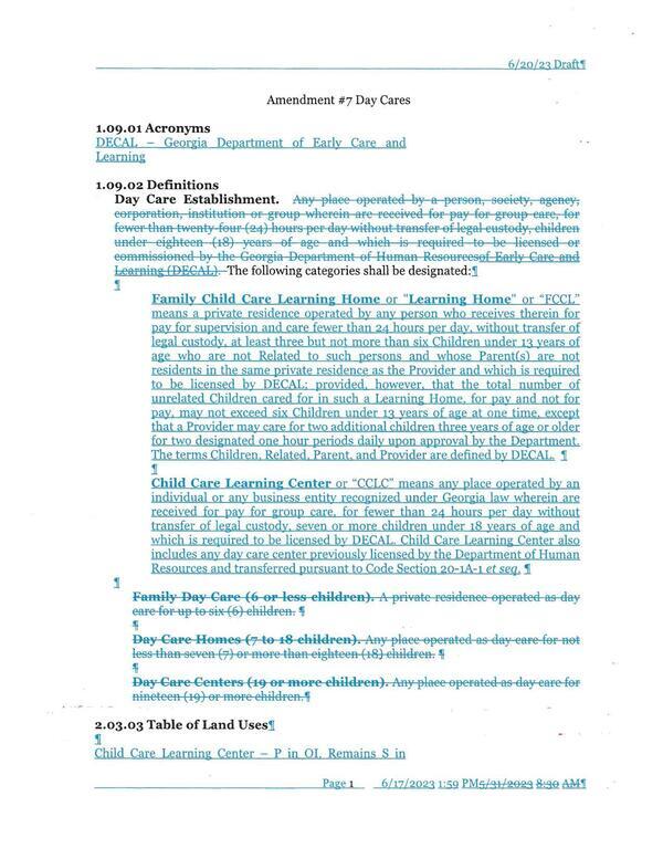 Amendment #7 Day Cares (changes)