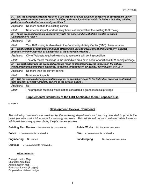 Development Review Comments