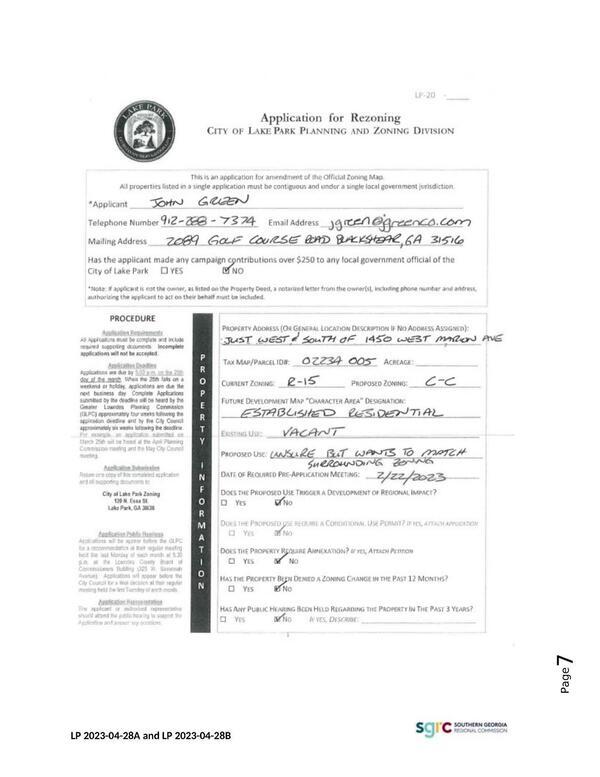 Application for Rezoning