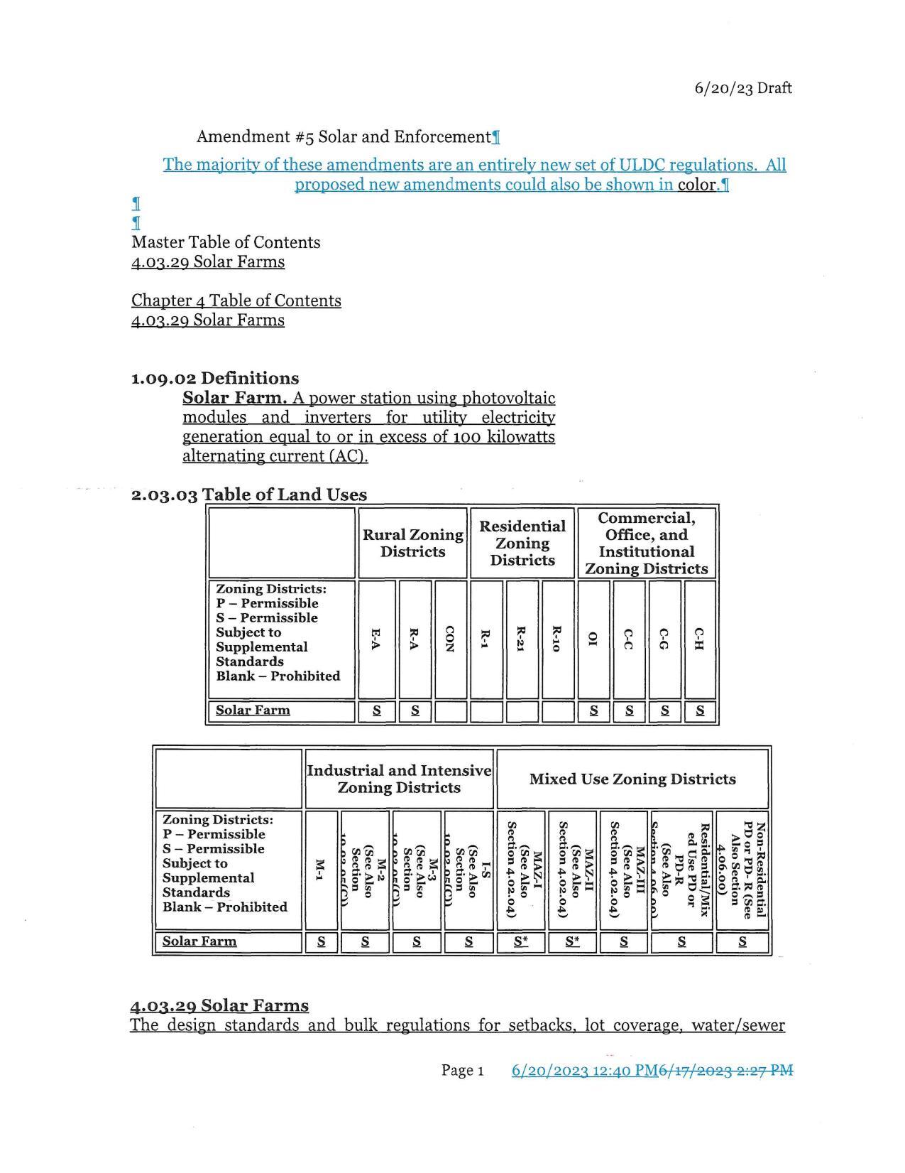 Amendment #5 Solar and Enforcement (changes)
