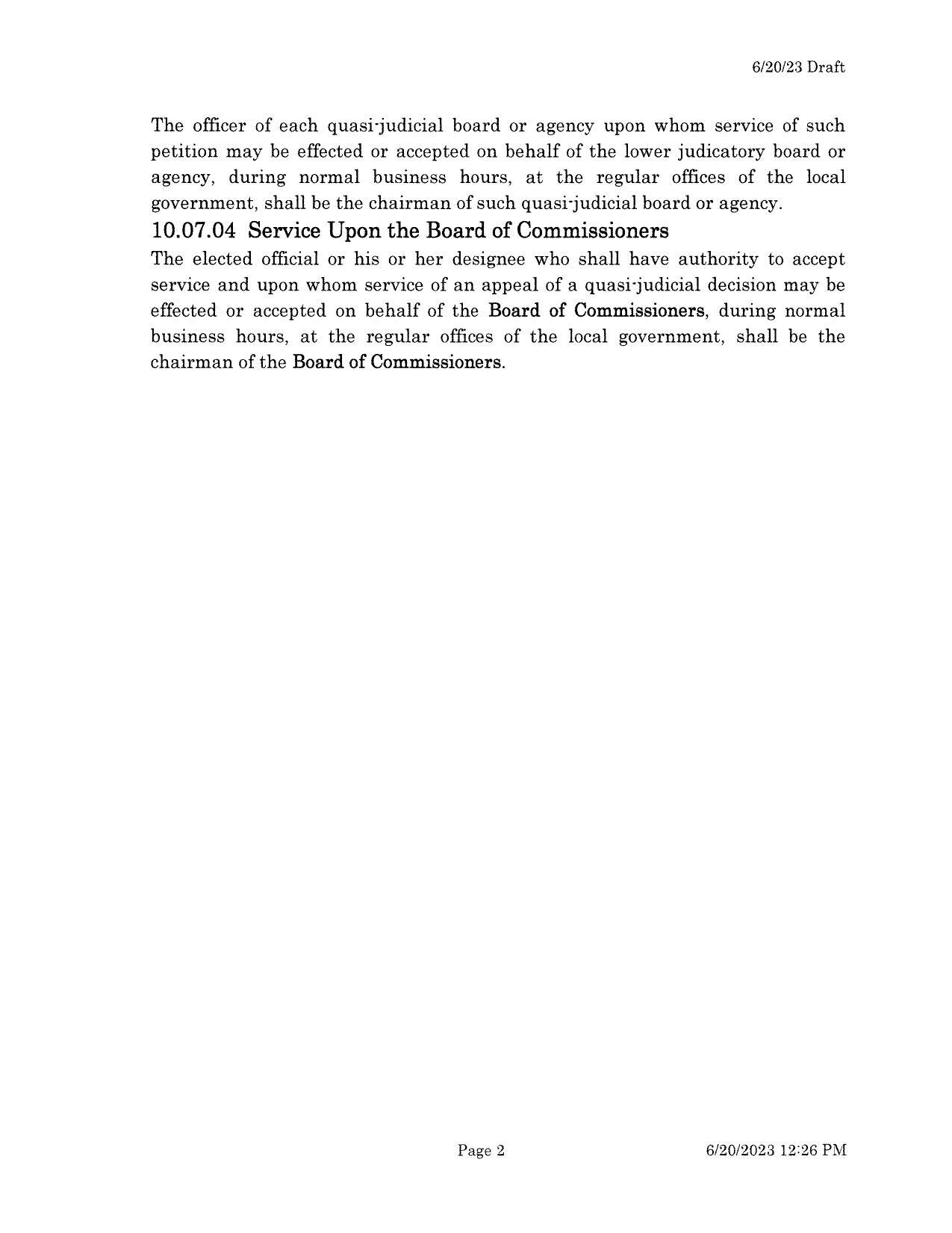 10.07.04 Service Upon the Board of Commissioners